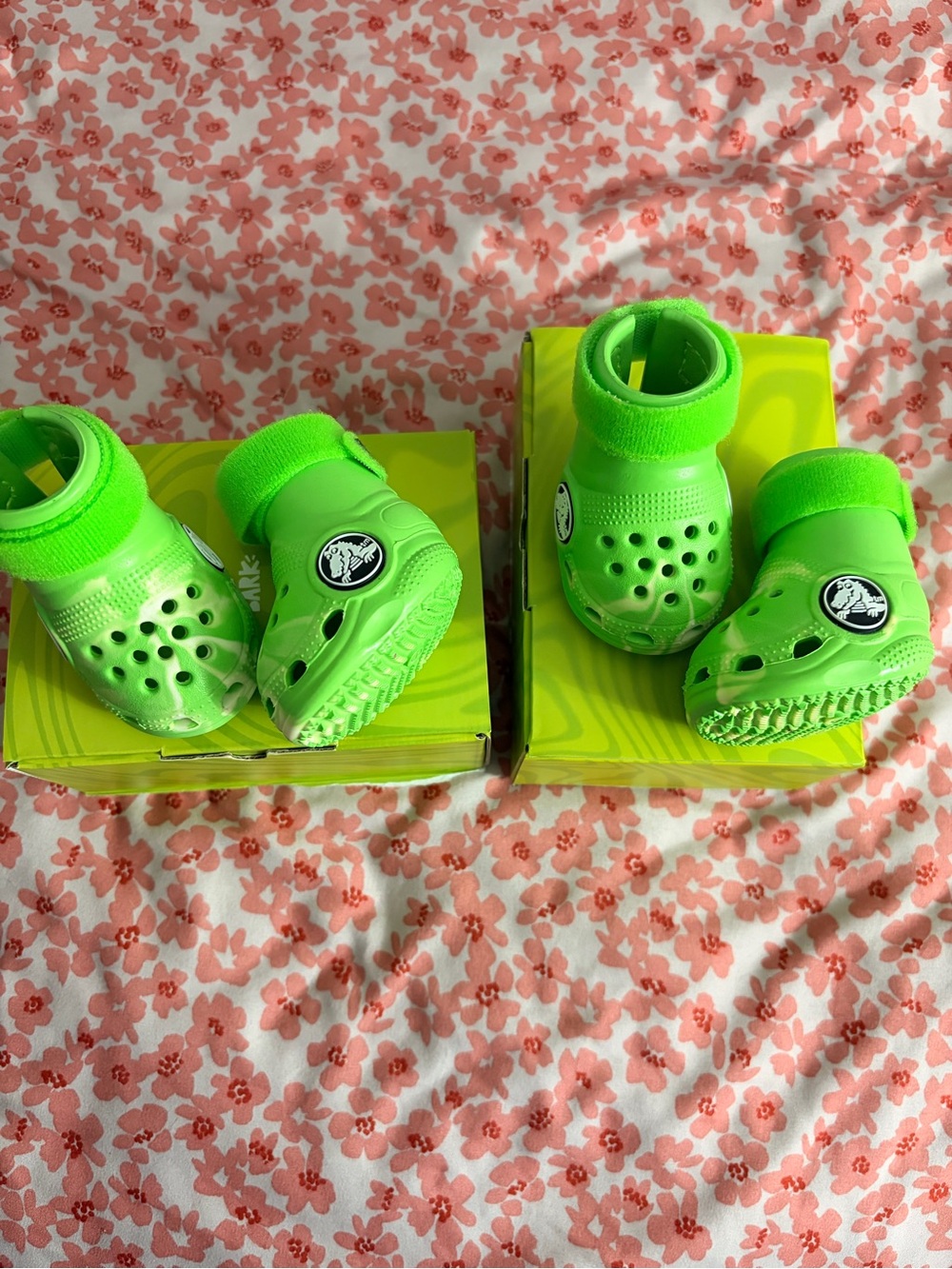 CROCS Neon Green Dog Booties with Adjustable Anklet